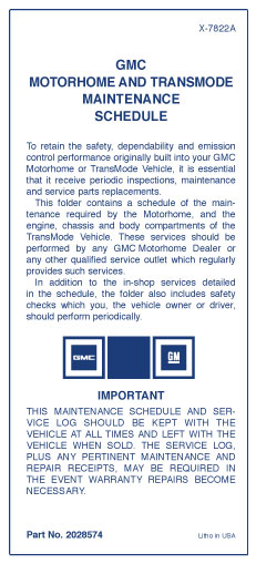 GMC Motorhome & Transmode Maintenance Schedule